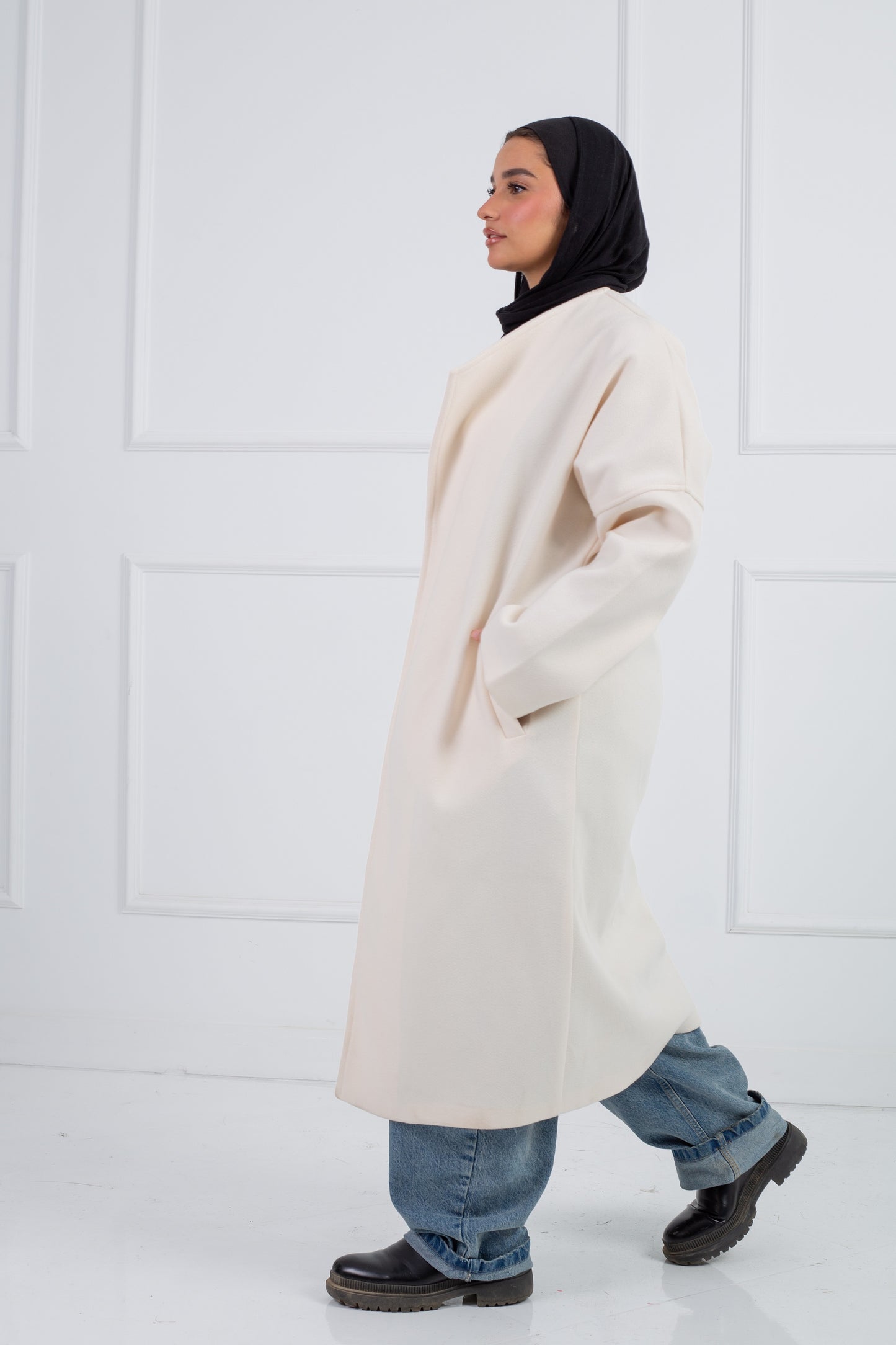 Belted Collar Coat _ Off White