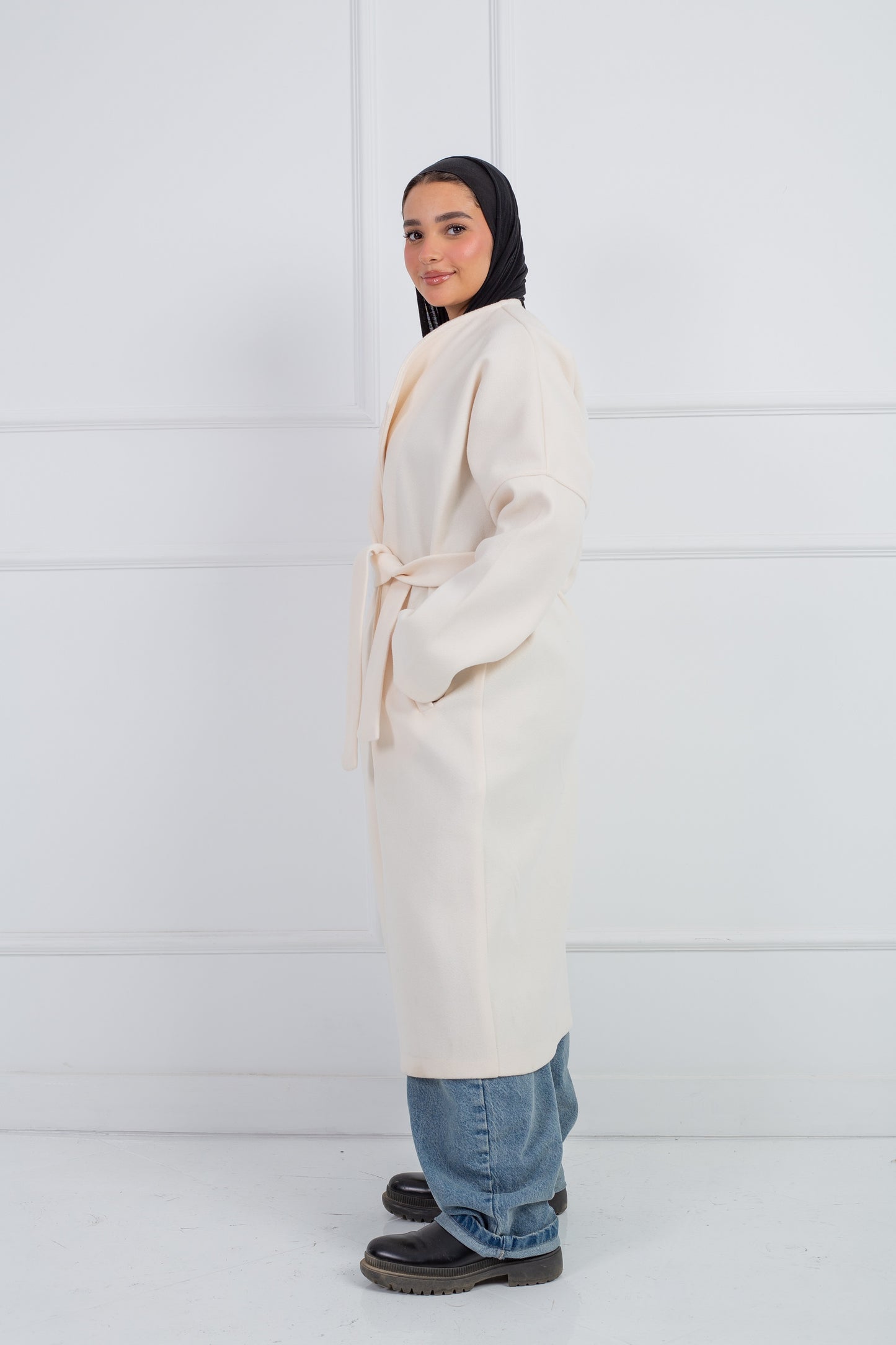 Belted Collar Coat _ Off White