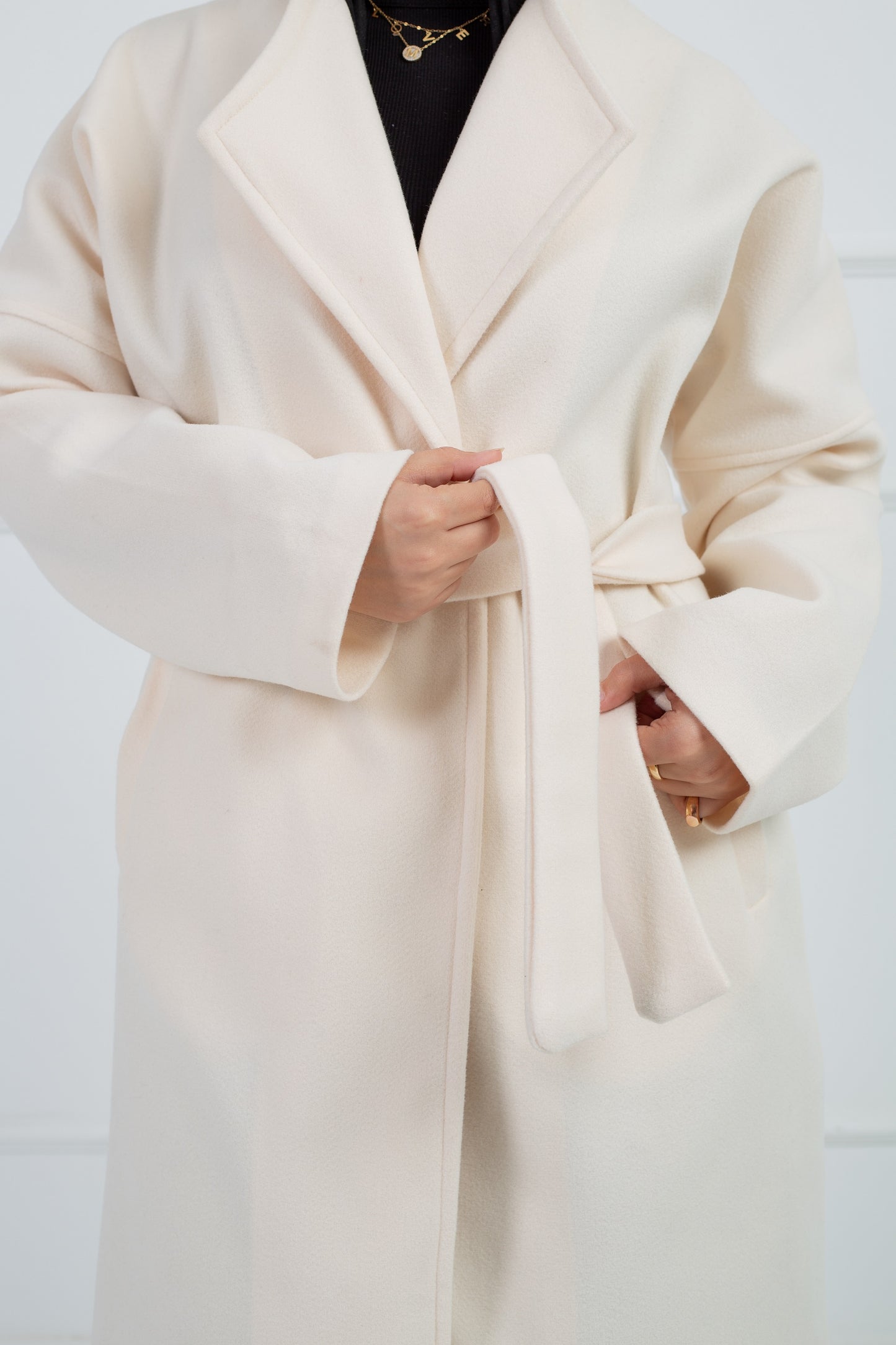 Belted Collar Coat _ Off White