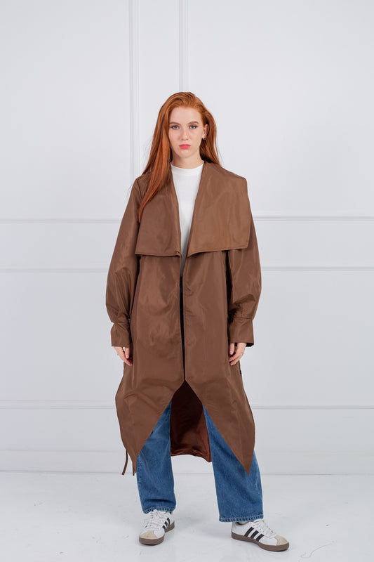 Rounded Trench Coat _ Brown