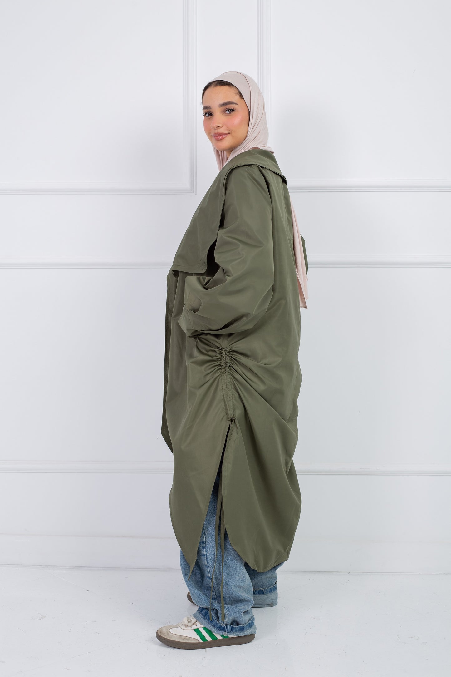 Rounded Trench Coat _ Olive