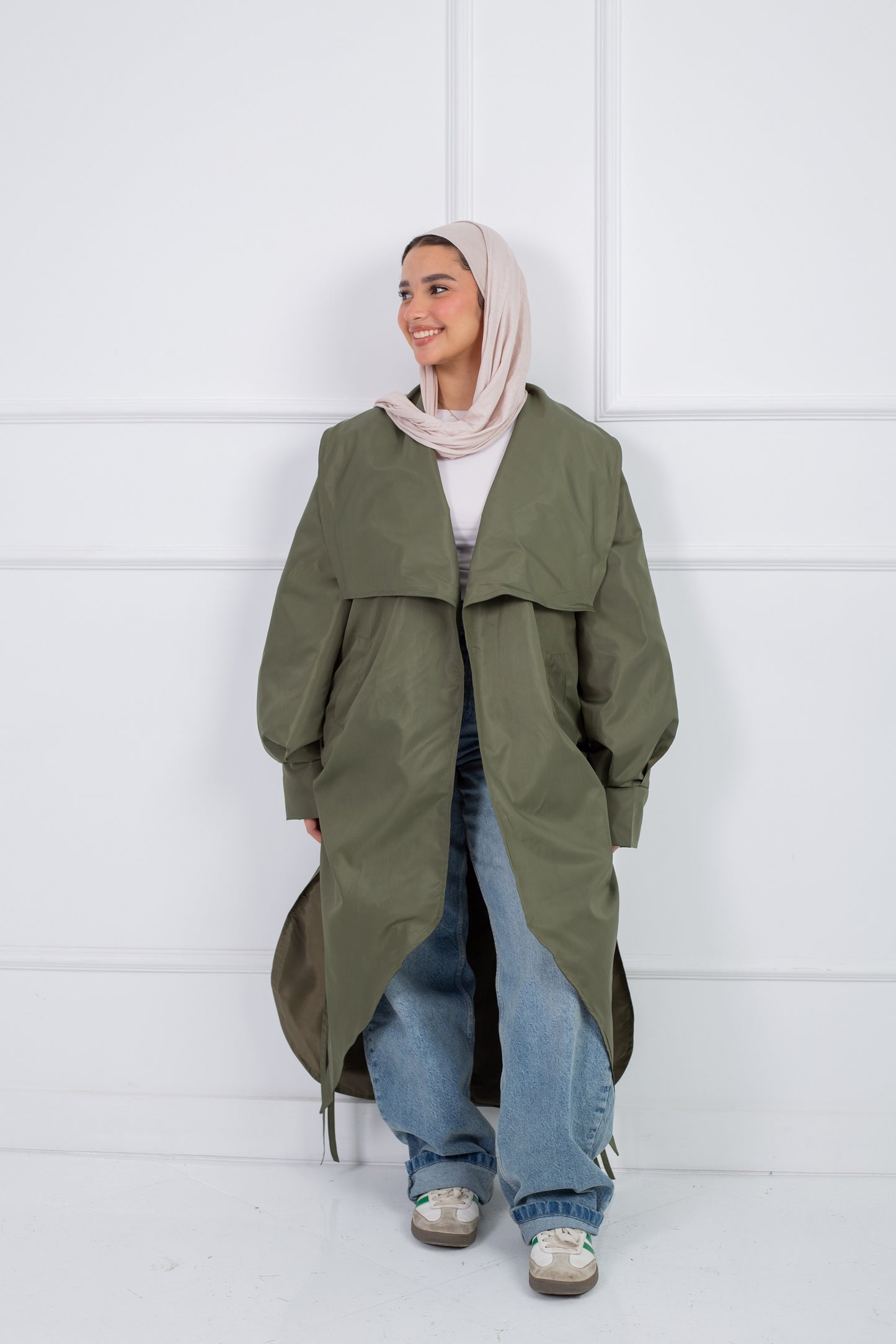 Rounded Trench Coat _ Olive