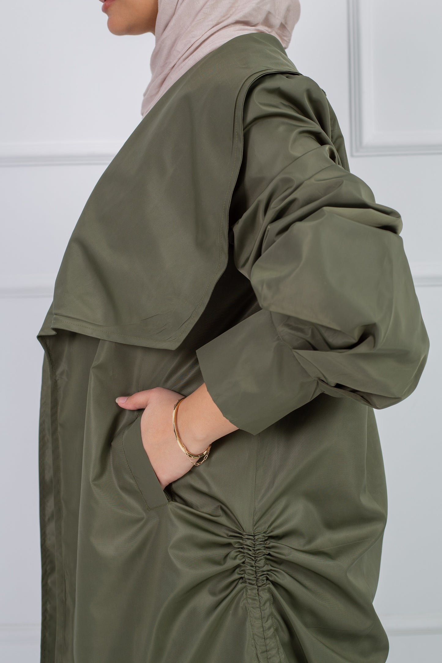 Rounded Trench Coat _ Olive